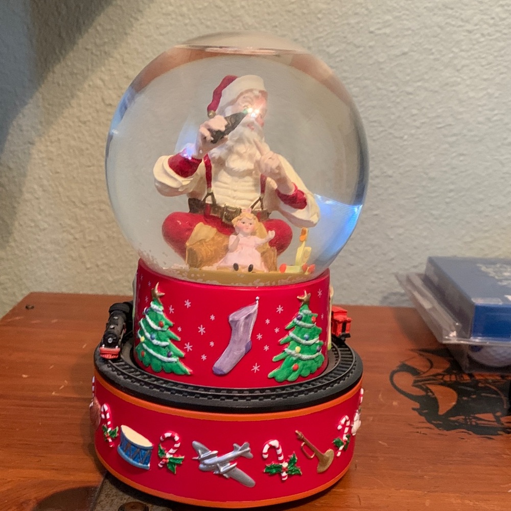 Coca Cola Festive Santa Snow Globe with Red Base